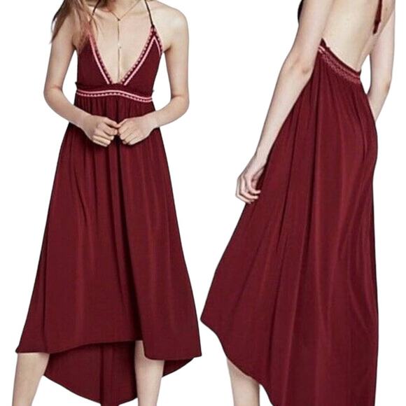 NWT Express Halter Goddess Embroidered Trim Maxi
Dress Size M S Hi Lo $150 - Picture 2 of 5